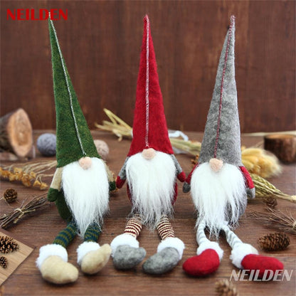 BWFY 3pcs new Christmas Decoration Long Legs Rudolph Doll Christmas Children Gift Hotel mall Window Decoration