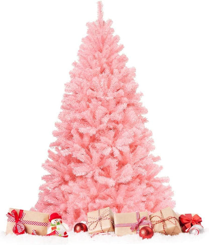 HAPPYGRILL 6FT Artificial Christmas Tree, Unlit Xmas Pine Tree, Metal Stand