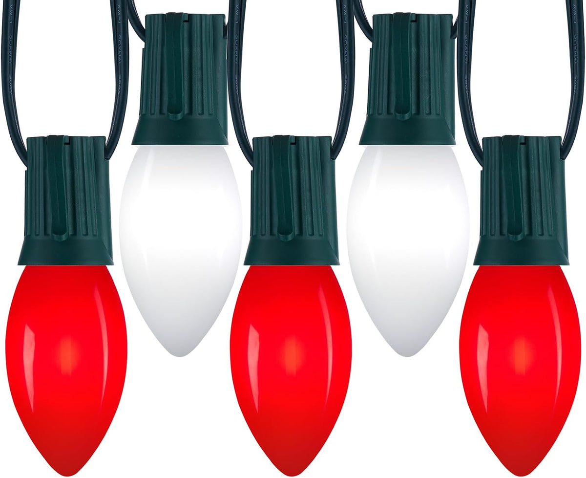 Minetom 50Ft Christmas Lights Outdoor, with 50 LED Matte Bulbs, Multicolor