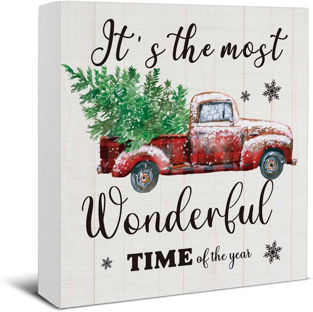 Christmas Bathroom Decorations, Funny Christmas Wood Sign Decor 5x5 Inches