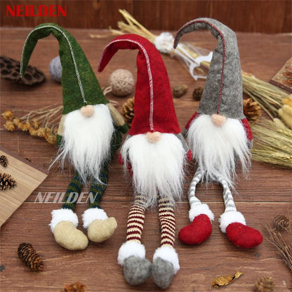 BWFY 3pcs new Christmas Decoration Long Legs Rudolph Doll Christmas Children Gift Hotel mall Window Decoration