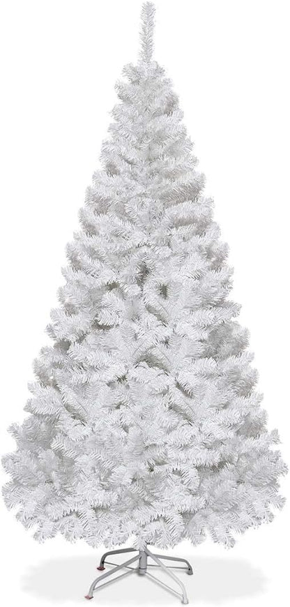 HAPPYGRILL 6FT Artificial Christmas Tree, Unlit Xmas Pine Tree, Metal Stand