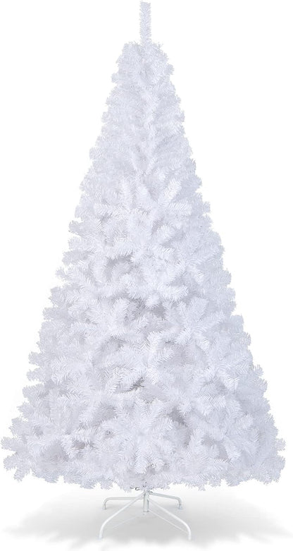 HAPPYGRILL 6FT Artificial Christmas Tree, Unlit Xmas Pine Tree, Metal Stand