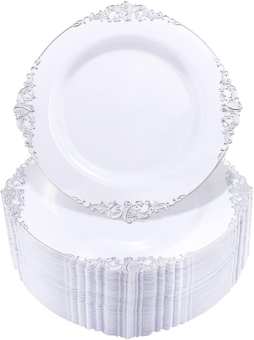 Hioasis 60 Pcs Red Gold Dessert Plates for Christmas