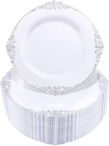 Hioasis 60 Pcs Red Gold Dessert Plates for Christmas