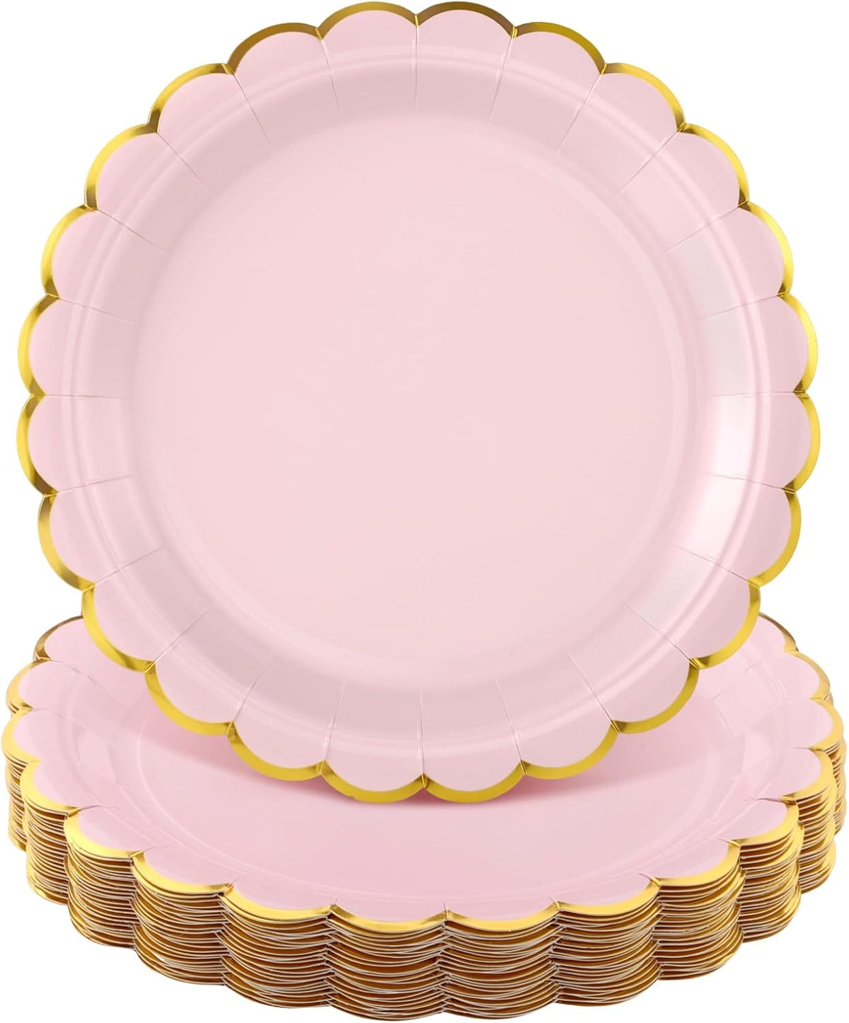 NatNarr 30 Pcs Red Paper Plates 9" Scalloped Red White Party Plates