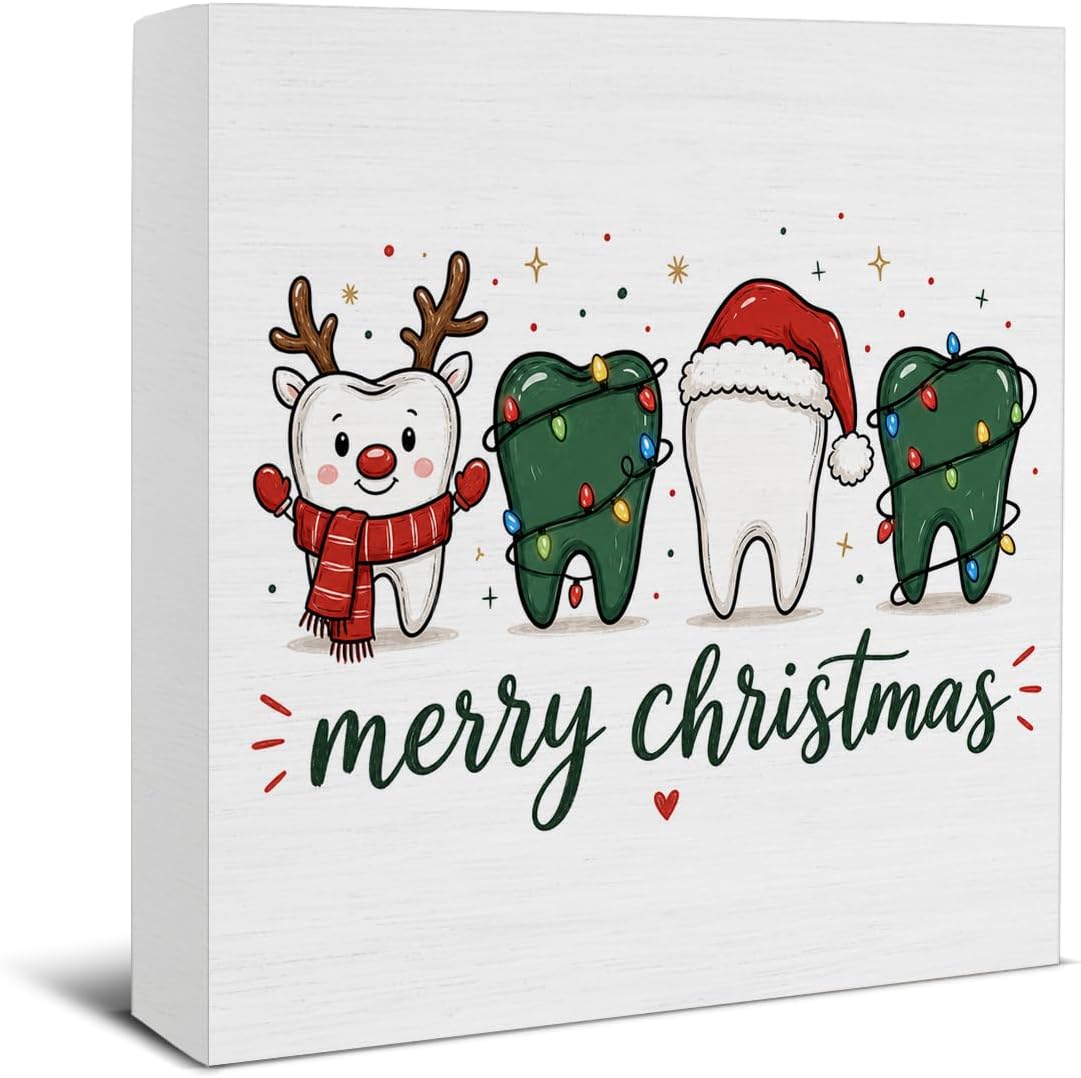 Christmas Bathroom Decorations, Funny Christmas Wood Sign Decor 5x5 Inches