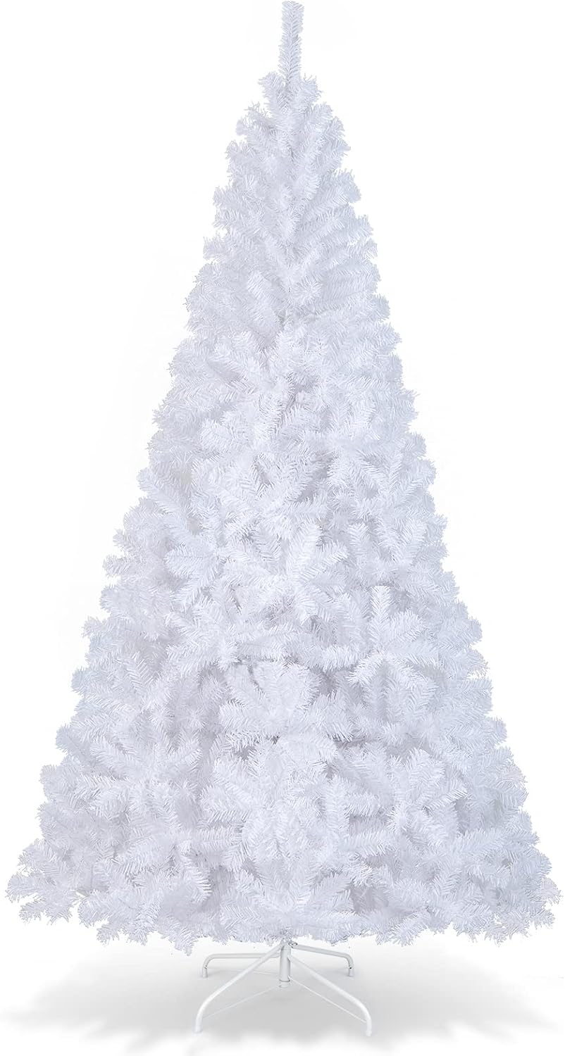 HAPPYGRILL 6FT Artificial Christmas Tree, Unlit Xmas Pine Tree, Metal Stand