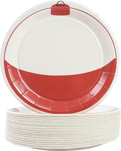 50PCS Christmas Paper Plates, 7 Inches Xmas Plates Disposable Red Snowflake Dinner Dessert Tableware Dinnerware Set for Christmas Winter Holiday Party Supplies Decorations Table Decor
