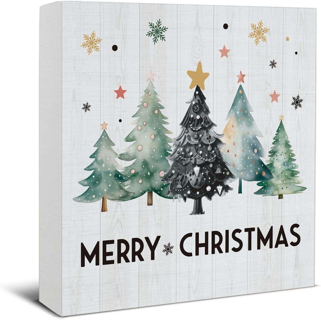Christmas Bathroom Decorations, Funny Christmas Wood Sign Decor 5x5 Inches