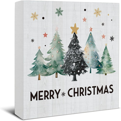 Christmas Bathroom Decorations, Funny Christmas Wood Sign Decor 5x5 Inches