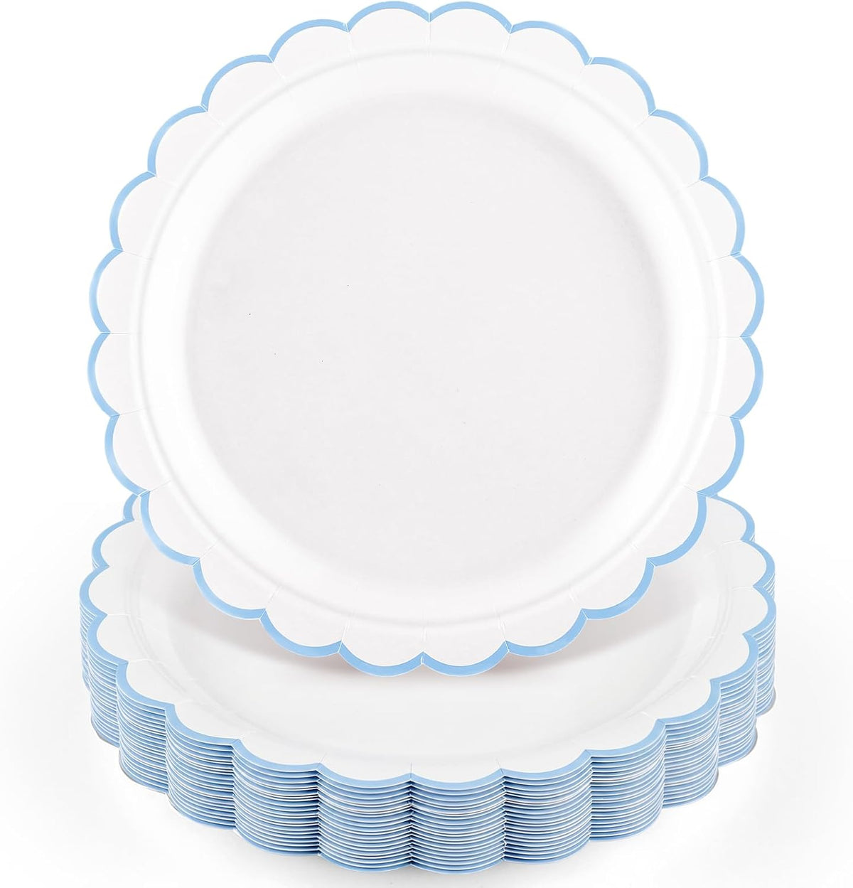 NatNarr 30 Pcs Red Paper Plates 9" Scalloped Red White Party Plates