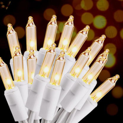 HISHINY Christmas Lights 100 Count Mini Clear Lights 21ft White Wire Christmas Tree String Lights Set for Outdoor Indoor Christmas Decorations Wedding Valentines Day Decor,UL Certified (21feet)