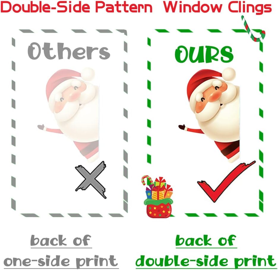 XIMISHOP 82PCS Christmas Snowflake Window Clings Stickers for Glass, Xmas Decals Christmas Decorations Indoor Holiday Snowflake Santa Claus Reindeer Decals for Party