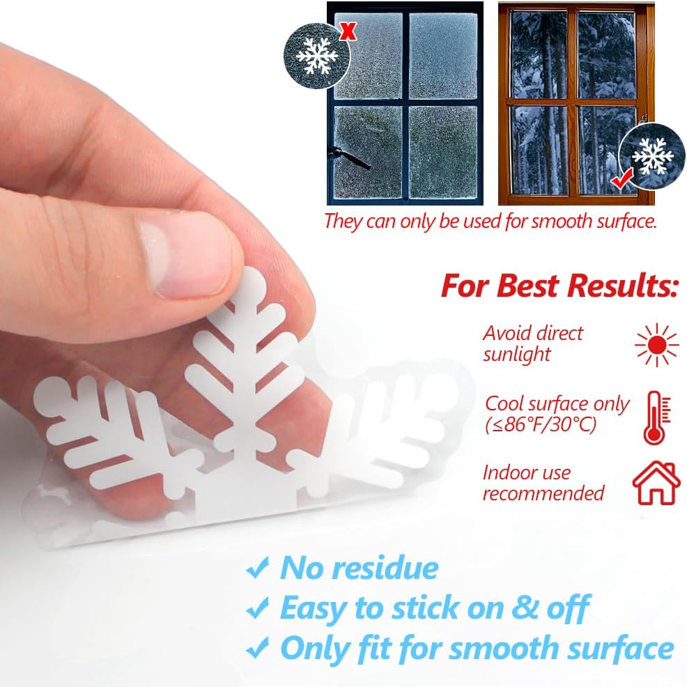 LUDILO 135Pcs Christmas Decorations Window Clings Snowflakes Window Decals