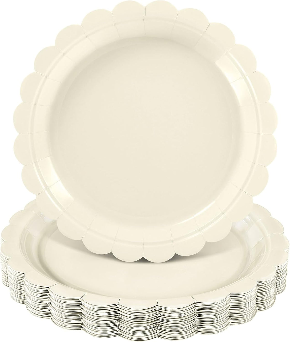 NatNarr 30 Pcs Red Paper Plates 9" Scalloped Red White Party Plates