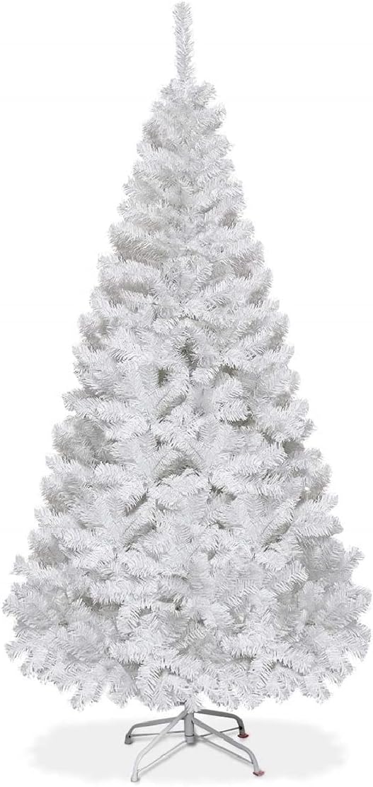 HAPPYGRILL 6FT Artificial Christmas Tree, Unlit Xmas Pine Tree, Metal Stand