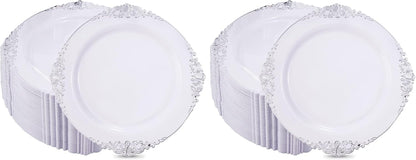 Hioasis 60 Pcs Red Gold Dessert Plates for Christmas