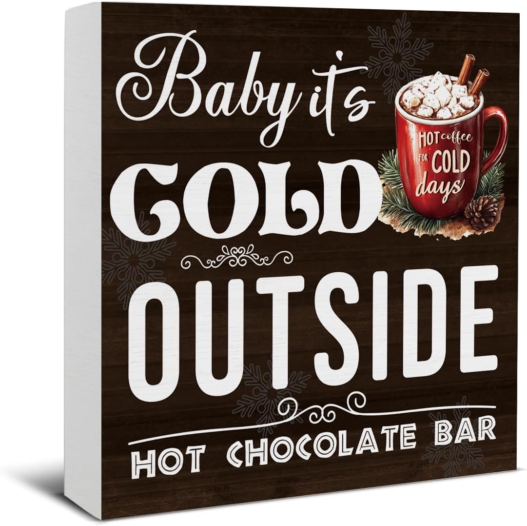 Christmas Bathroom Decorations, Funny Christmas Wood Sign Decor 5x5 Inches