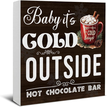 Christmas Bathroom Decorations, Funny Christmas Wood Sign Decor 5x5 Inches