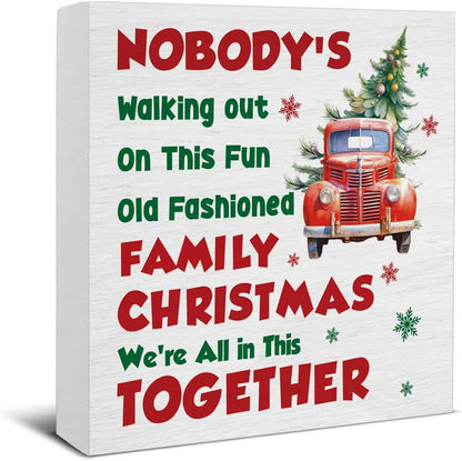 Christmas Bathroom Decorations, Funny Christmas Wood Sign Decor 5x5 Inches