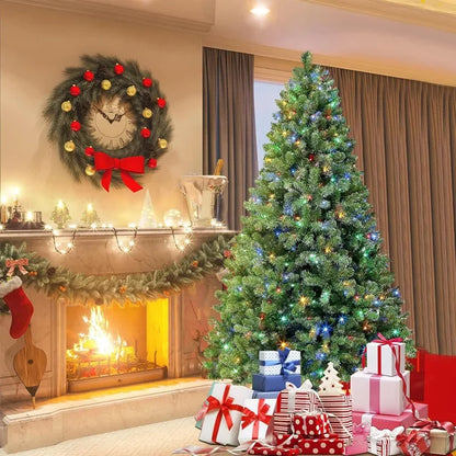 🎄 6' Pre-Lit Spruce Artificial Christmas Tree with 800 Branch Tips & 300 Lights