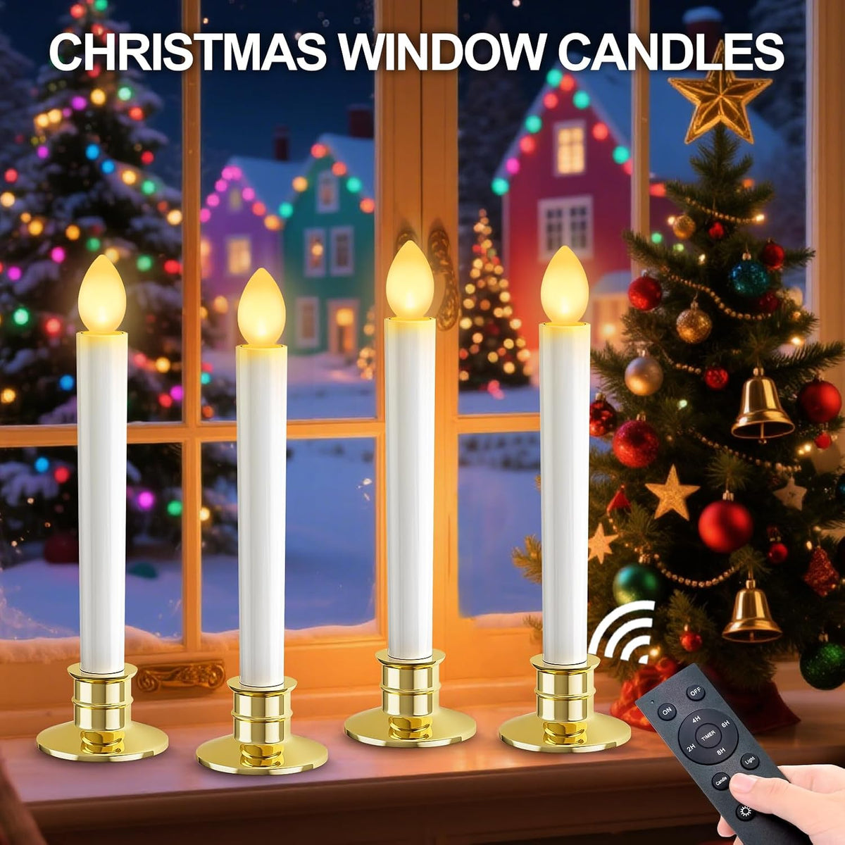 OCATO Christmas Window Candles Lights Battery Operated Candles 10 Pack