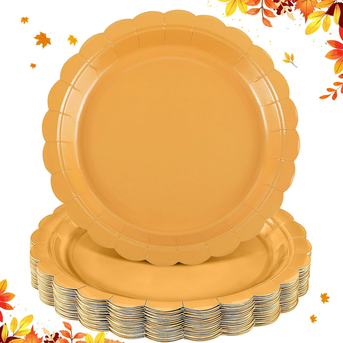 NatNarr 30 Pcs Red Paper Plates 9" Scalloped Red White Party Plates