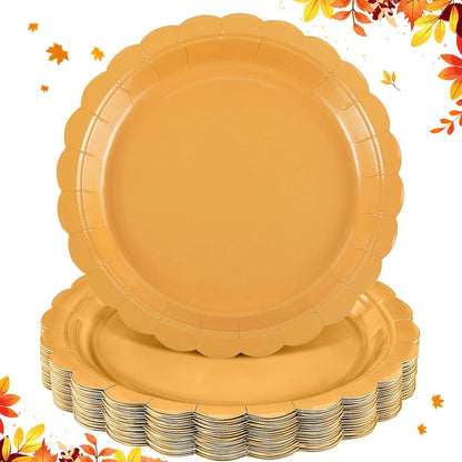 NatNarr 30 Pcs Red Paper Plates 9" Scalloped Red White Party Plates