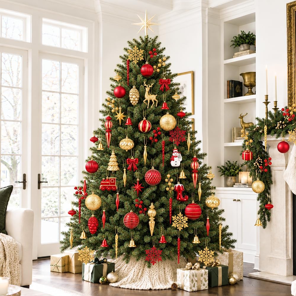 JOICEE 118Pcs Christmas Balls Ornaments Set for Christmas Tree Decorations