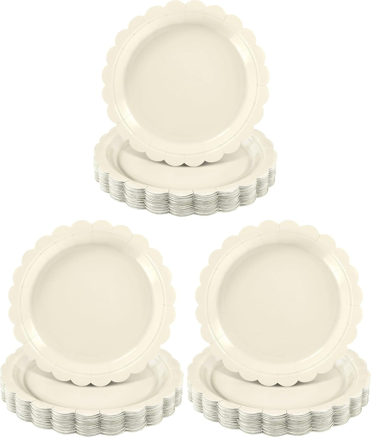 NatNarr 30 Pcs Red Paper Plates 9" Scalloped Red White Party Plates