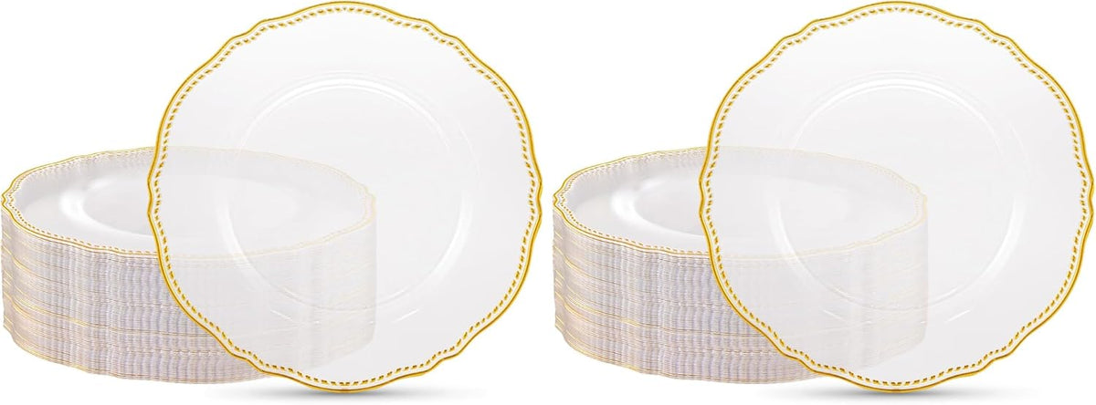 Hioasis 60 Pcs Red Gold Dessert Plates for Christmas