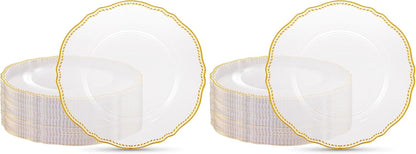 Hioasis 60 Pcs Red Gold Dessert Plates for Christmas