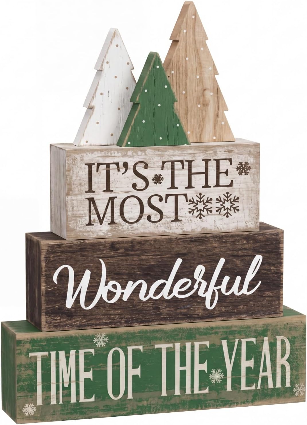 Moucuny 4 Pcs Christmas Table Decorations Indoor, Hot Cocoa Wood Block Sign