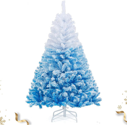 HAPPYGRILL 6FT Artificial Christmas Tree, Unlit Xmas Pine Tree, Metal Stand