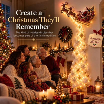 Christmas Magic Trail Wall Light -3D LED Glowing Christmas Scene Wall Decoration, Santa Sleigh Reindeer Hanging Decoration Indoor Holiday Decor for Living Room, Festive Xmas Gift，Train