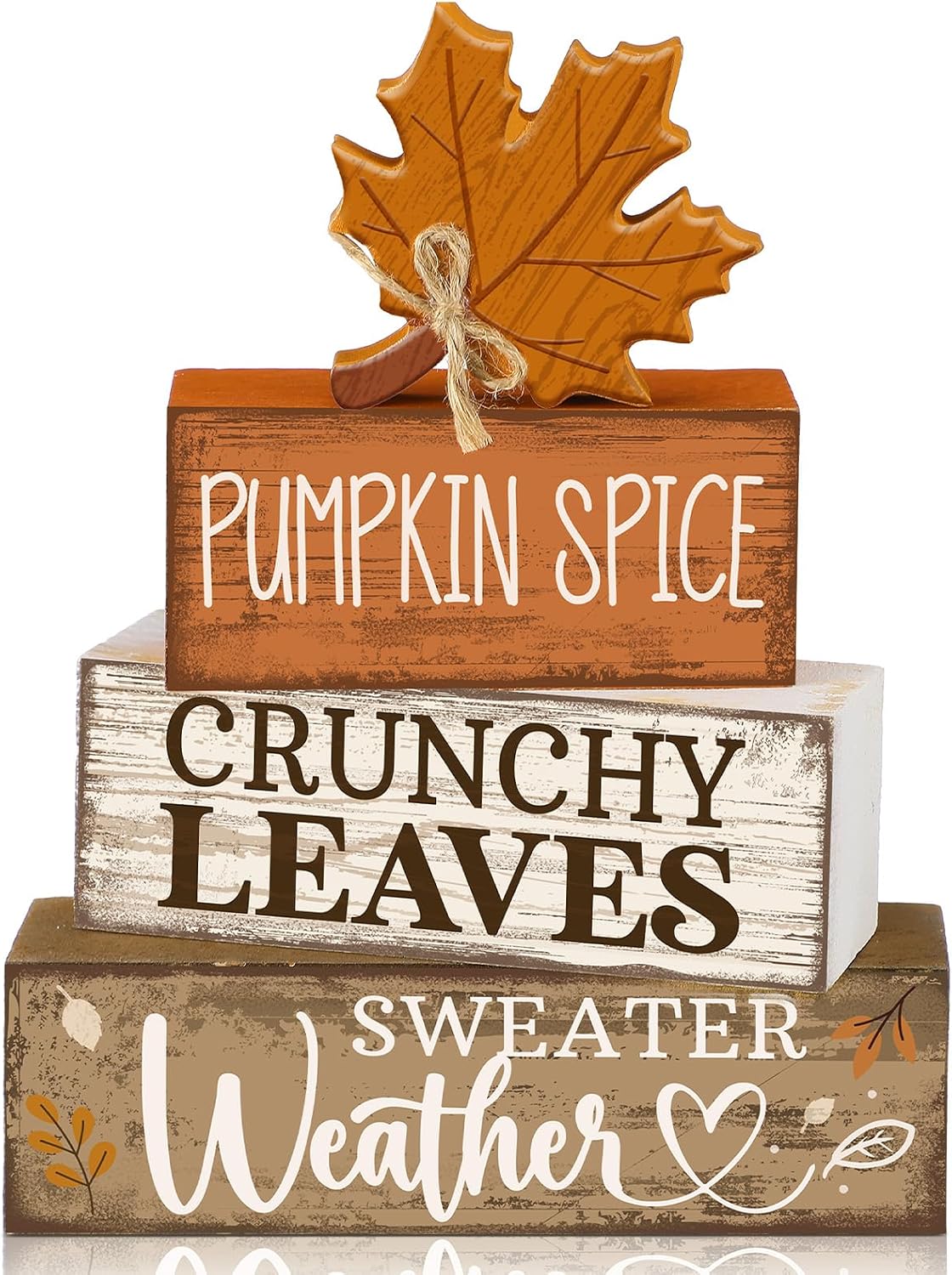 Moucuny 4 Pcs Christmas Table Decorations Indoor, Hot Cocoa Wood Block Sign