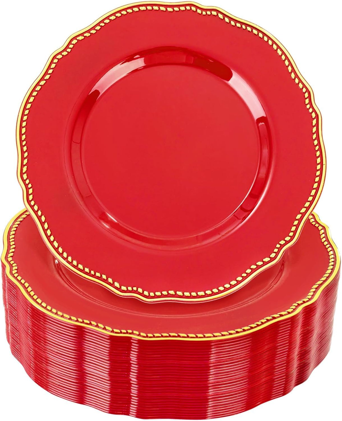 Hioasis 60 Pcs Red Gold Dessert Plates for Christmas