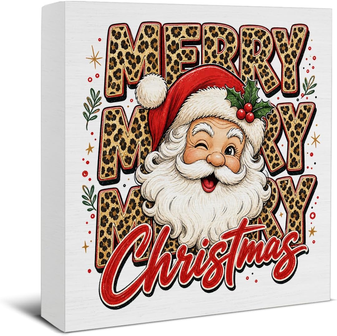 Christmas Bathroom Decorations, Funny Christmas Wood Sign Decor 5x5 Inches