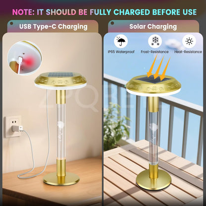 Solar Table Lamp, 7-Color Changing Touch Control Rechargeable Light