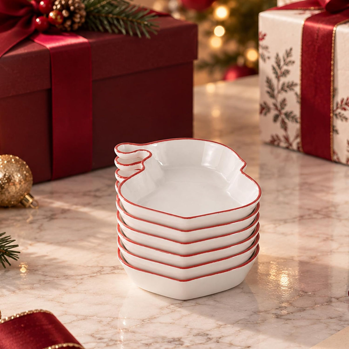 fMBB Cute Santa Hat Plates, Serving Dishes Ceramic for Food & Entertaining