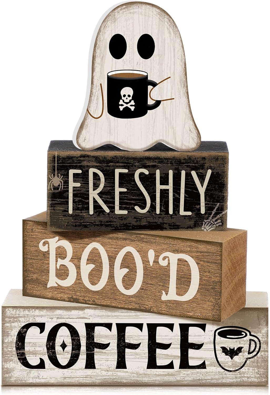 Moucuny 4 Pcs Christmas Table Decorations Indoor, Hot Cocoa Wood Block Sign