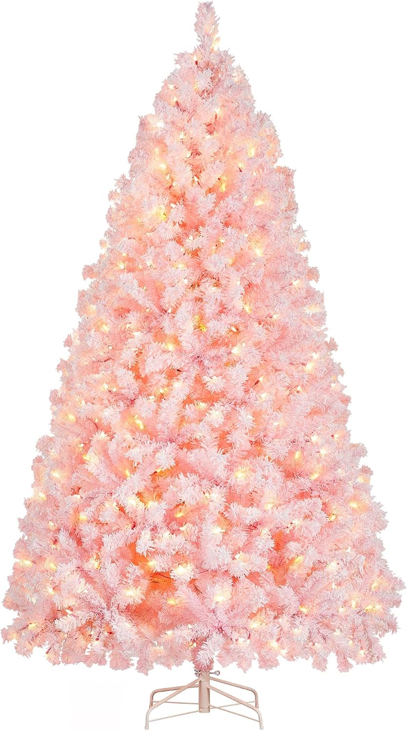 Yaheetech 6ft Pre-Lit Snow Flocked Artificial Christmas Tree, 250 Lights