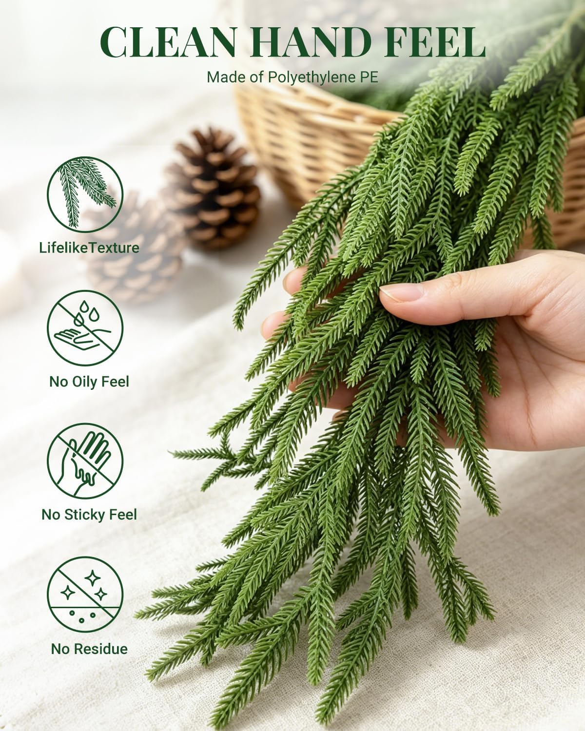 2 Pack 6 FT Norfolk Pine Garlands, Real Touch Christmas Decor
