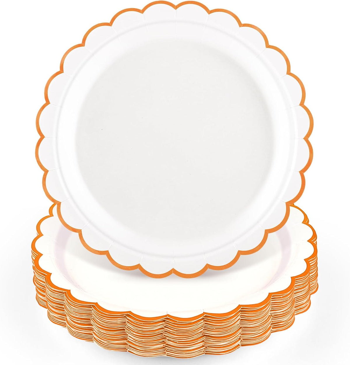 NatNarr 30 Pcs Red Paper Plates 9" Scalloped Red White Party Plates