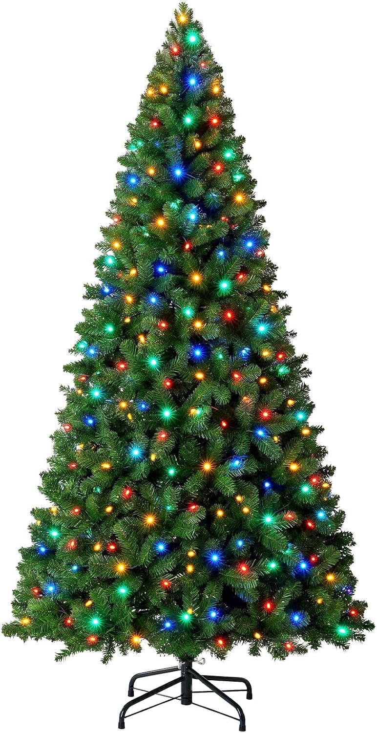 DUMOS 4.5 Ft Pre-Lit Christmas Tree, Artificial Xmas Tree, Green