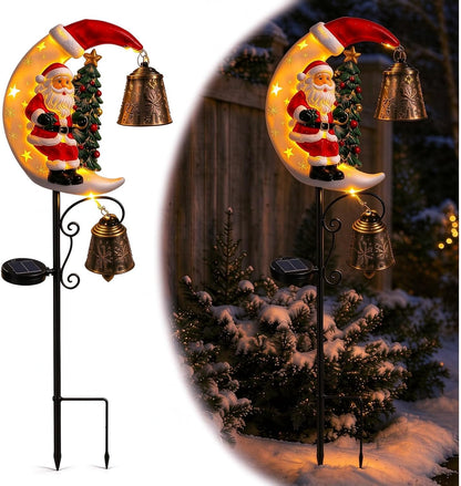 Solar Christmas Moon Snowman Garden Stake Light, Powered Lamp Post,Auto Dusk-to-Dawn Warm LED Snowflake Lantern,Outdoor Christmas Decoration for Lawn Walkway Patio Yard Festive Decor（Christmas Tree）