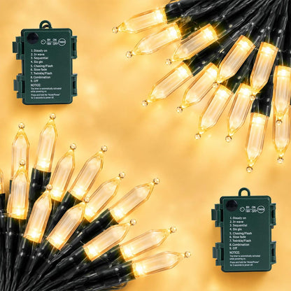 LED Battery Operated Christmas Lights Indoor Outdoor 18ft 4Pack Mini Lights