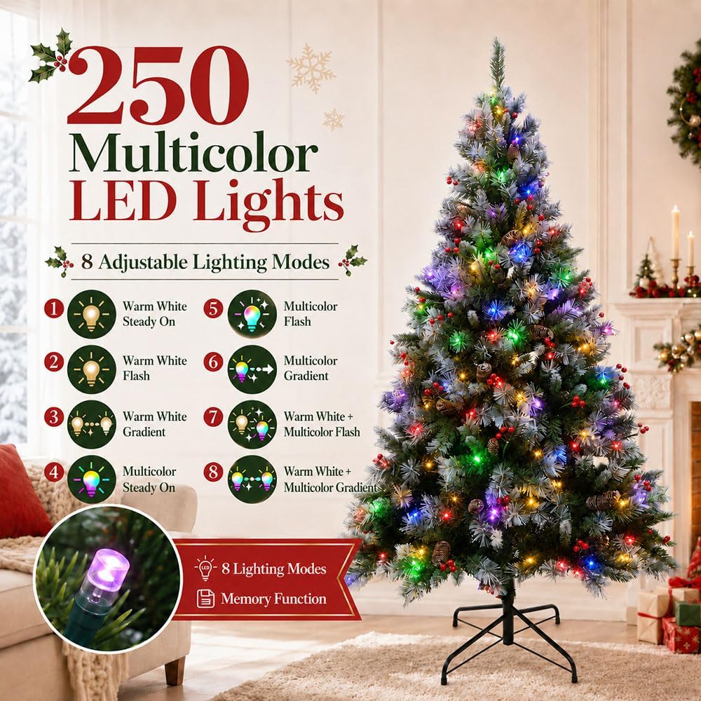 SENNOUL 6ft Prelit Christmas Tree with Lights，Premium Artificial Xmas Tree