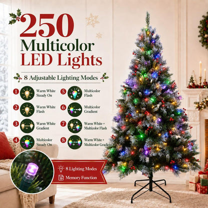 SENNOUL 6ft Prelit Christmas Tree with Lights，Premium Artificial Xmas Tree